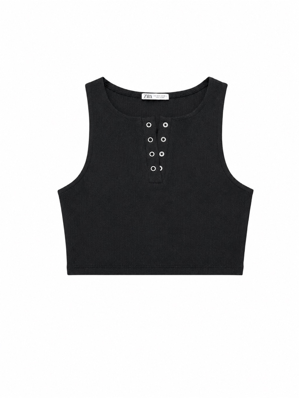 Zara Women’s Cropped Sleeveless Rib Top L Black